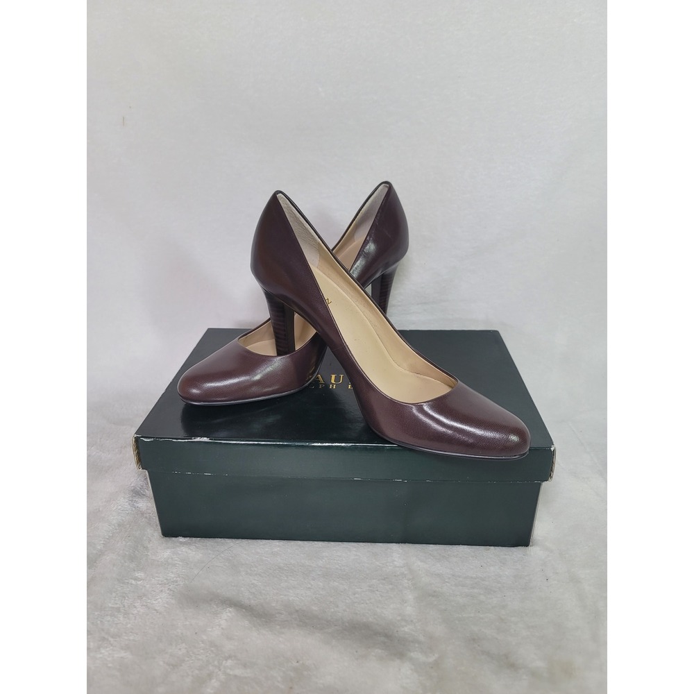 Lauren Ralph Lauren Kidskin Leather Pumps Brown Career Heels 8B Timeless Capsule